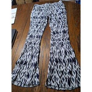 Large Gap Blue Grey White Lightweight Elastic Drawstring Waist Wide Leg Pants